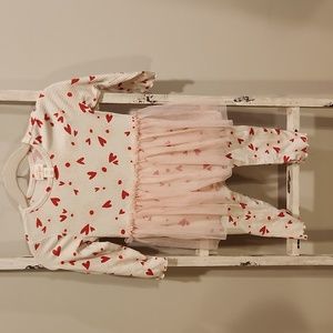 Cat & Jack White Romper with Hearts and Pink Tulle Skirt 12 Months